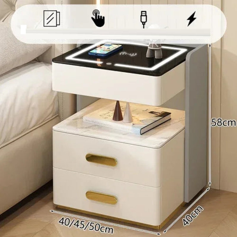 Cidem Nordic Luxury Indoor Nightstands Fashion Designer Minimalist Modern, Grey/White