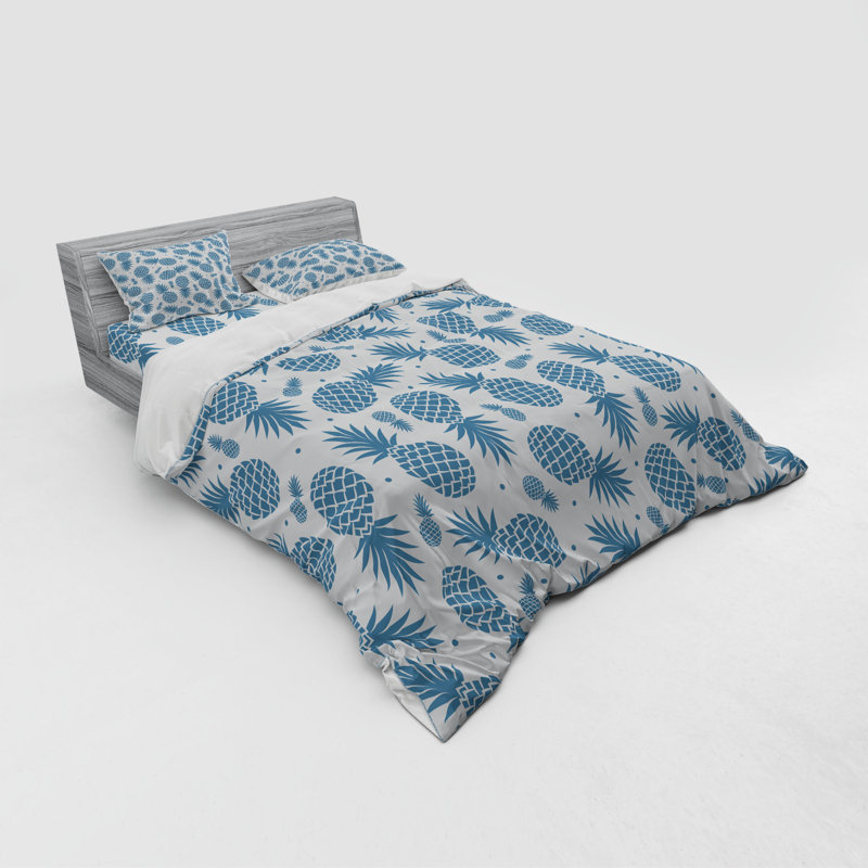 Pineapple Coastal Polyester Duvet Cover, Queen Duvet Cover + 3 Additional Pieces