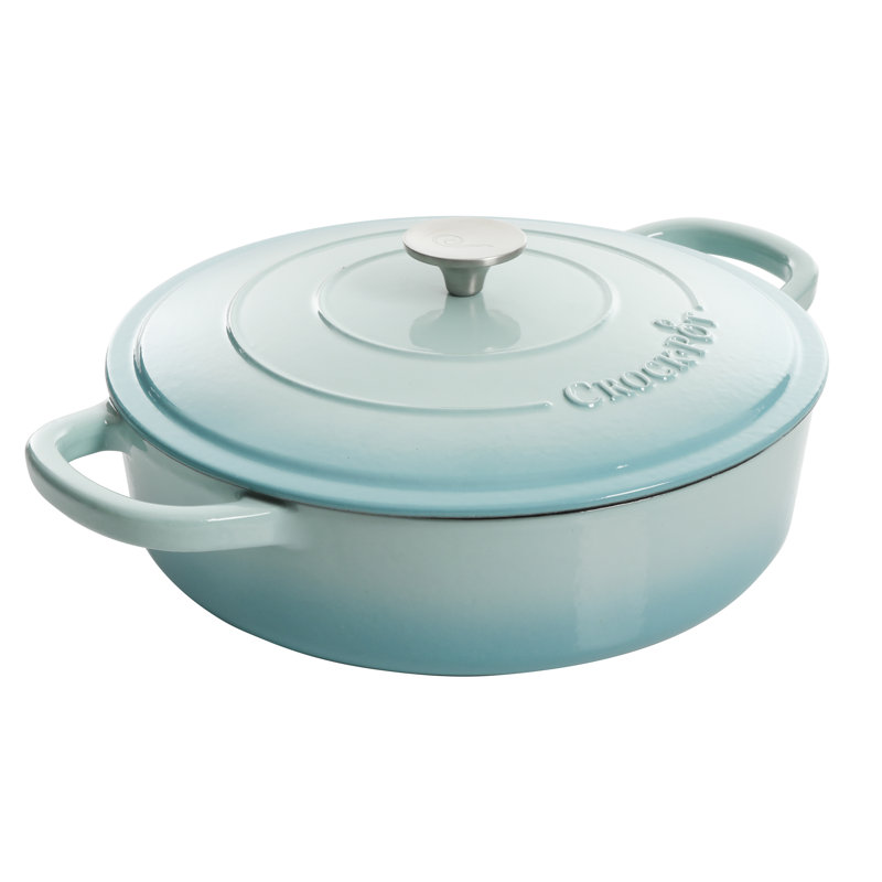 Mijoteuse 5 pte Braisière ronde en fonte avec couvercle, Turquoise / bleu