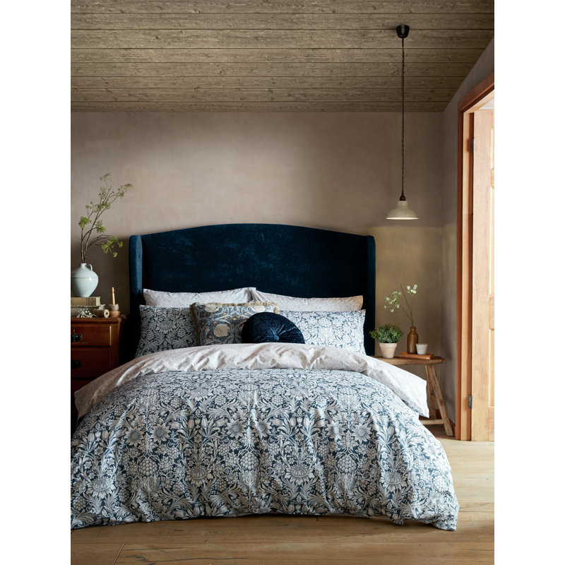 100% Cotton Machine Woven Oxford Pillow Case, Blue Floral