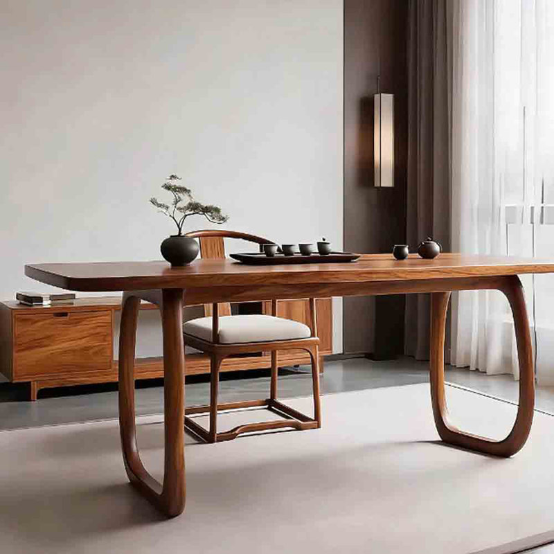 Mid-Century Teak Solid Wood Dining Table, 29.53"H x 39.37"L x 94.49"W