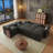 100" U-Shaped Sectional Sofa Bed Pull Out Sleeper Couch With Storage Chaise, USB Ports, Cup Holders & Side Table-1282415913