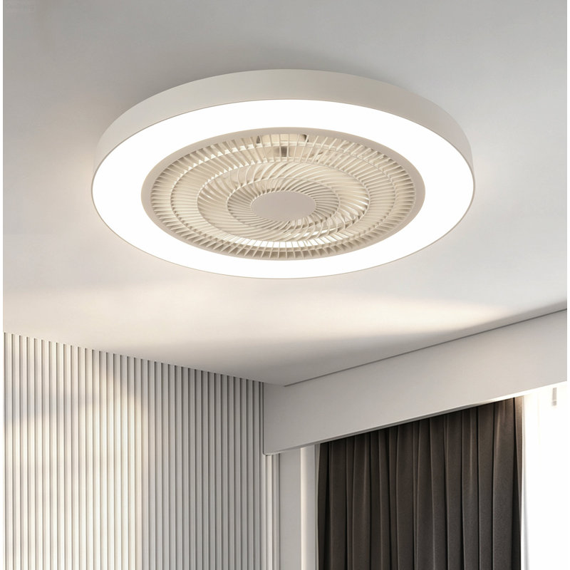 Ventilateur de plafond encastré à moteur à courant continu et réversible à intensité variable 6 lumières DEL Modern Farmhouse, blanc