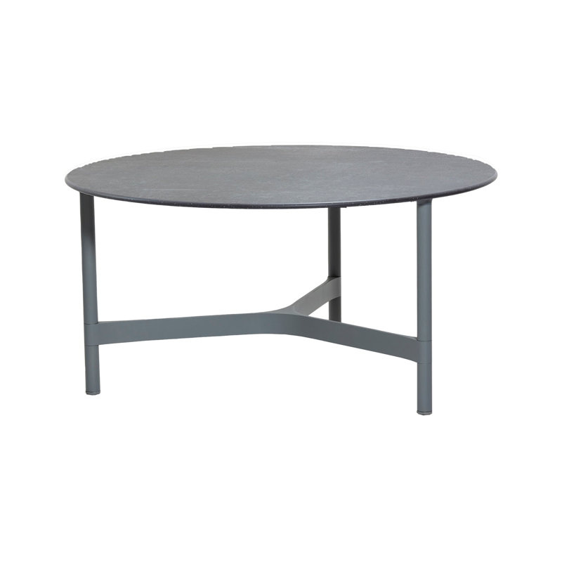 Twist Outdoor Round Coffee Table, Ceramic Black, Light Gray, 35.5"