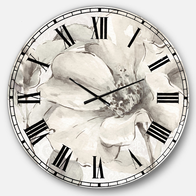 Indigold Peony IV - Horloge murale traditionnelle, Surdimensionné, Gris Indigold
