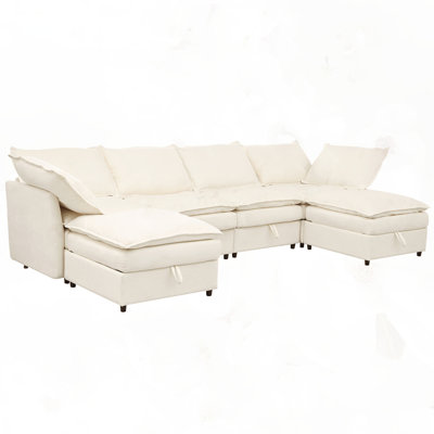 Comfortable & Durable Design 126" 6-Piece Modular Sofa