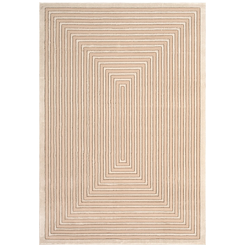 Modern Geometric Area Rug, Concentric Design, Indoor Floor Mat for Living Room and Hallway, Runner 60 x 220 cm