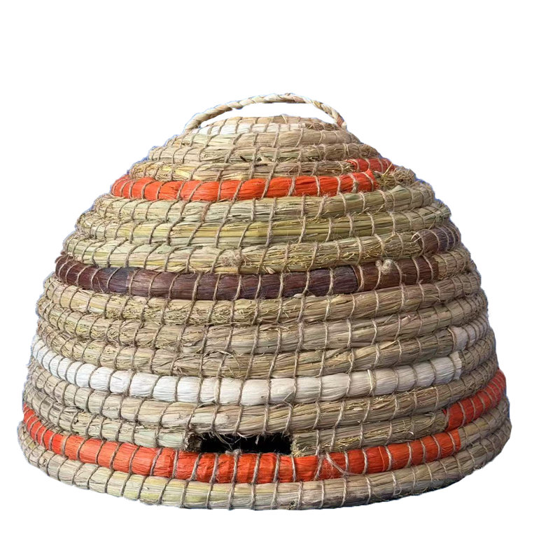 Medium Straw Skep Beehive - 40Cm Dia, 26cm H x 40cm W x 40cm D, Brown/Red/Beige