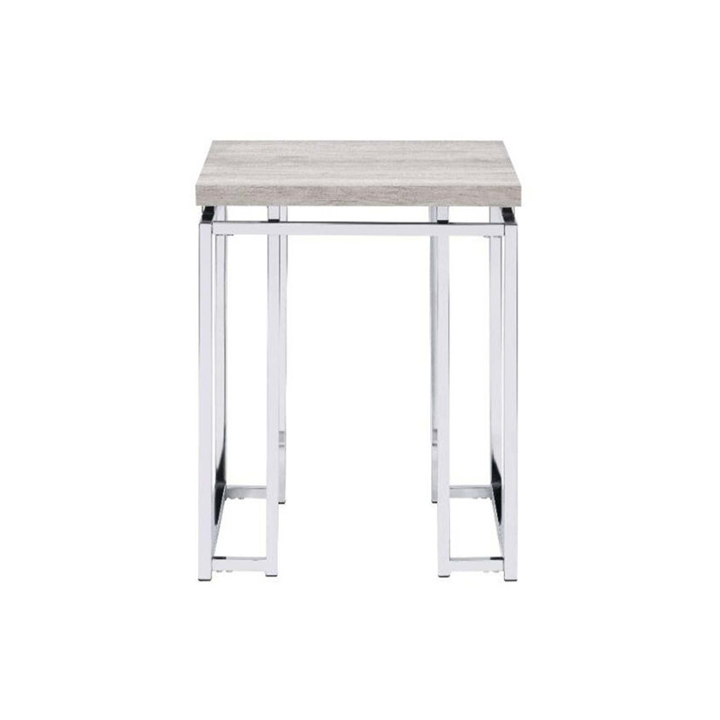 Table basse carrée avec base en métal