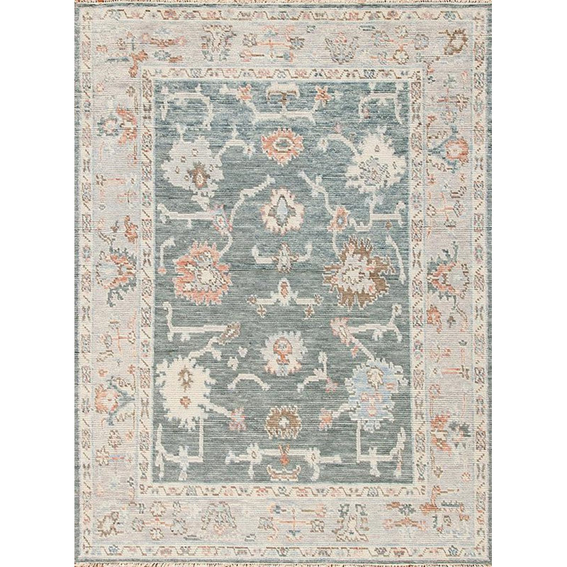 Cascade Hand Knotted Wool Area Rug in Gray, Rectangle 6' x 9'