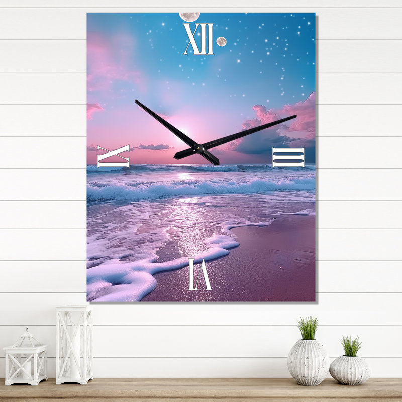 Horloge murale plage - Sunset Serenity By Ocean, Grand