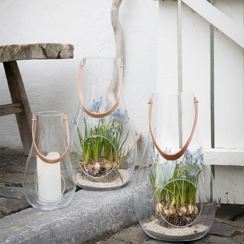 Glass Lantern Candle Holder, Clear, 6.5" H x 4.1" W x 4.1" D