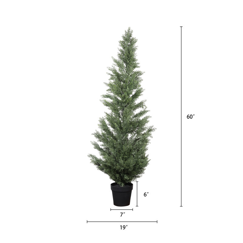 Eugyh 5FT Artificial Cypress Tree UV Resistant with Plastic Pot, 60in x 19in