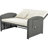 Wicker Rattan Double Chaise Lounge, 2-Person Reclining Daybed With Adjustable Back And Cushions, Free Furniture Protection Cover-1545410738