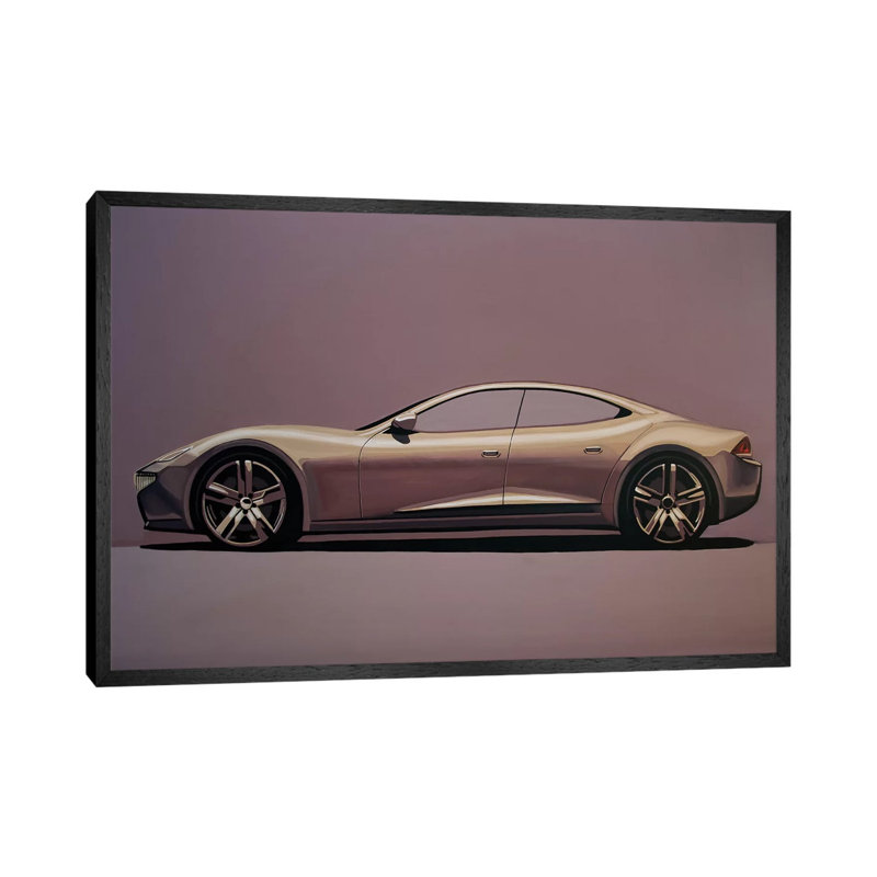Fisker Karma 2012 by Paul Meijering - Painting on Canvas, Black Floater Framed, 45.72cm H x 66.04cm W x 3.81cm D