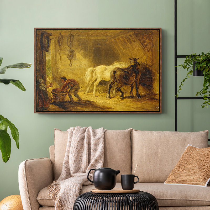 Heath Ewe and Lambs, 1810 - James Ward, toile tendue avec châssis, 24 po x 36 po, Noyer