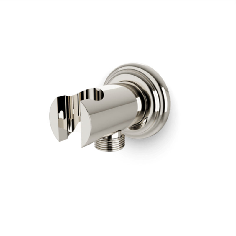 Shower Wall Outlet And Holder With Classic Escutcheon Brushed Nickel, Matte Black