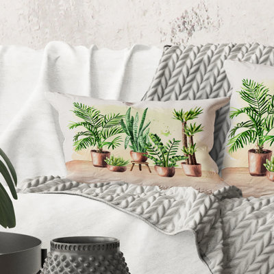 Rectangle, intérieur vert Home House Plants I - Coussin décoratif imprimé traditionnel
