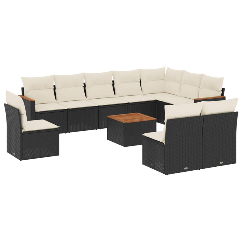 Ensemble de canapé de jardin Vidaxl noir, crème