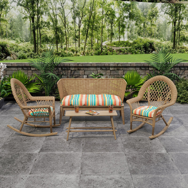 Outdoor Wicker Cushion Set for Bench and 2 Seats, Kodi Cornhusk