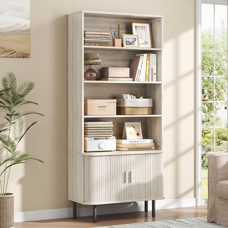  71" Tall Bookshelf With Storage Cabinet, White