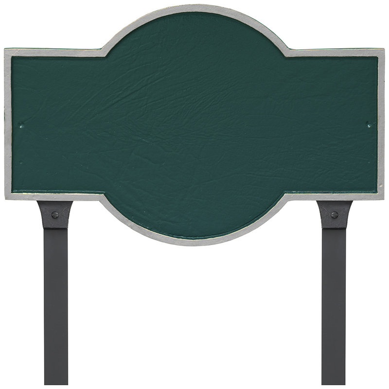 Plaque d'adresse rectangulaire avec piquets Canterbury, Vert forêt / argent, Oui