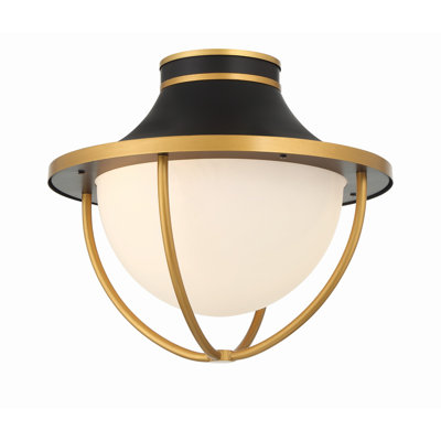 Atlas Gold and Matte Black 13.5 in. W 2 - Bulb Outdoor Semi Flush Mount