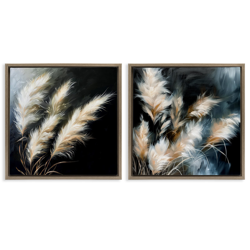  Ensemble de 2 toiles flottantes encadrées Windblown, Cadre flottant orme Montalcino, H 18 po x l 18 po