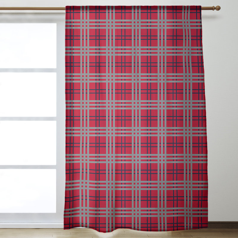 Room Darkening Curtain Single Panel, Red/Gray