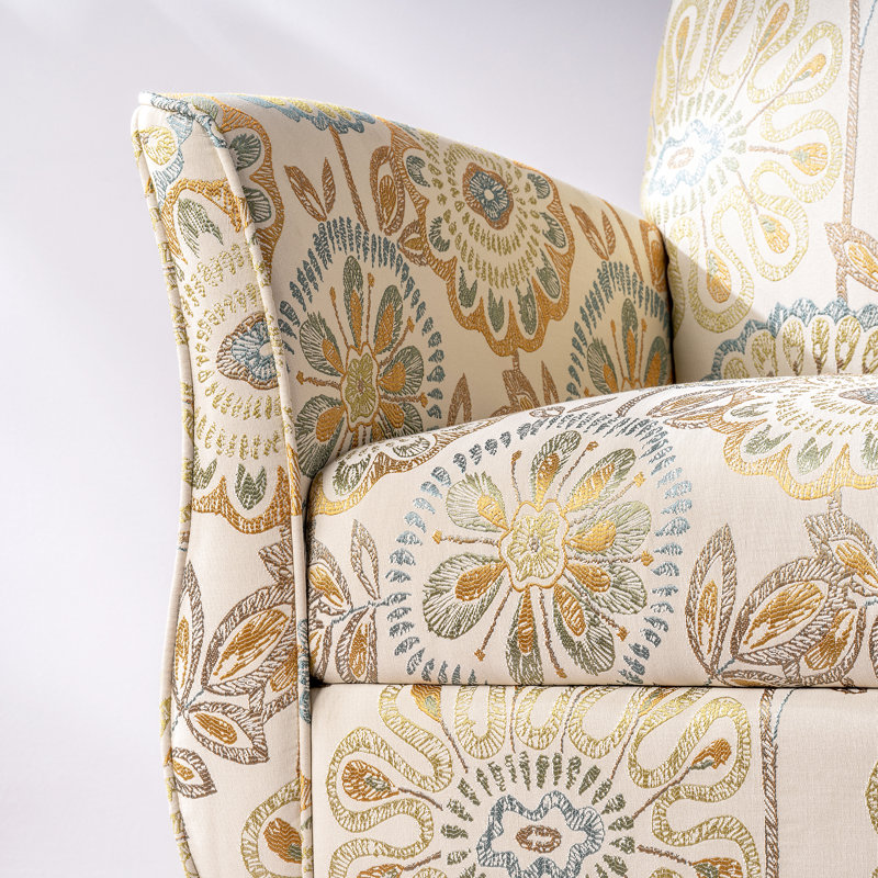 Grita Upholstered Accent Chair with Wooden Legs, Beige Polyester Blend