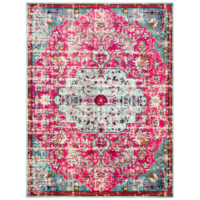 Felty Oriental Fuchsia/Teal Area Rug