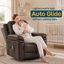  Ensemble de 2 fauteuils inclinables électriques à bascule pour adultes avec 3 vitesses, télécommande câblée, fauteuil inclinable électrique berçant en cuir, fonction minuterie berçante 5 à 15 minutes, pour le salon, brun-1145225441-1145225453