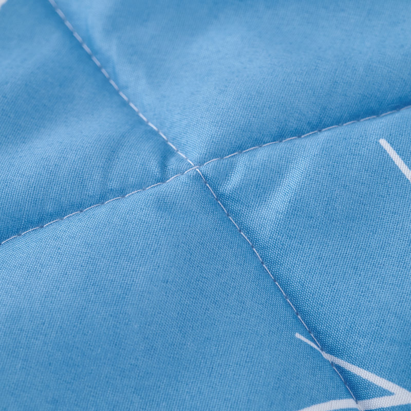 Ensemble d'édredon réversible à motif de feuillage, literie douce en microfibre, Bleu clair/blanc