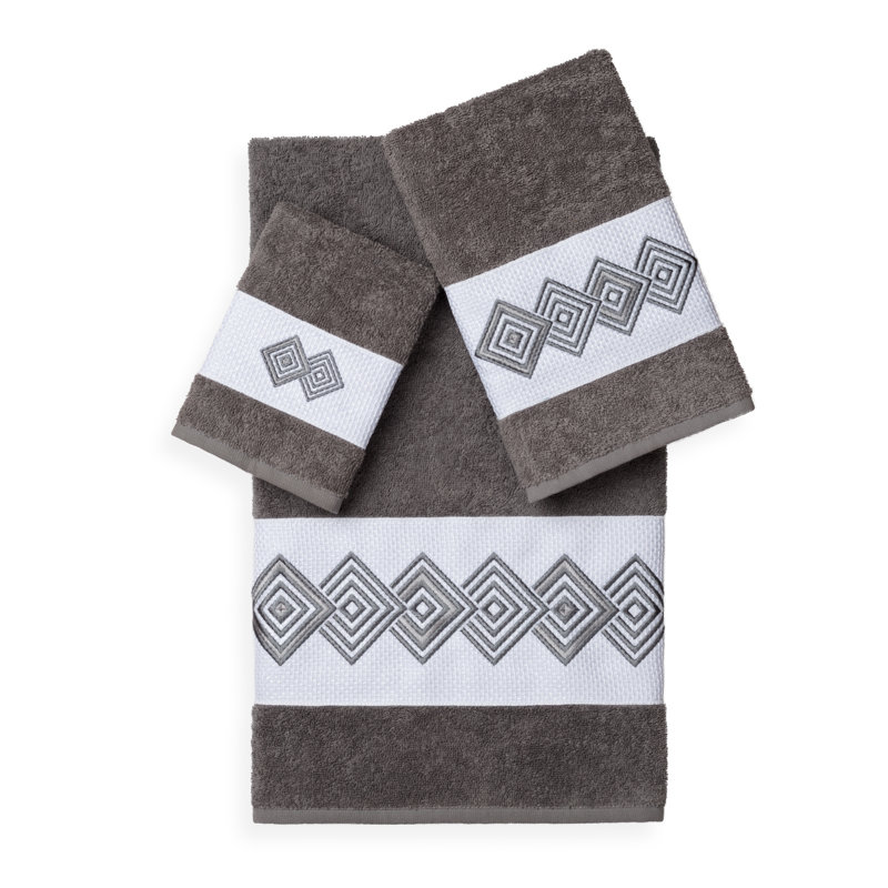 Noah 3 Piece Turkish Cotton Towel Set, Dark Grey