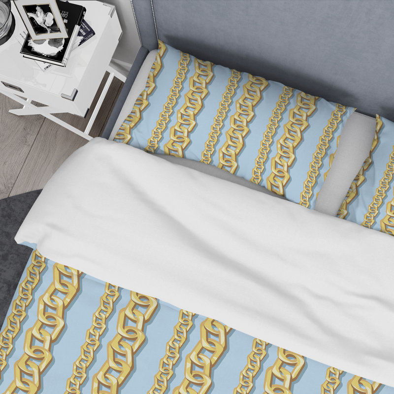 Modern & Contemporary Polyester Twill Geometric Shapes Duvet Cover, Twin Duvet Cover + 1 Sham, Chain