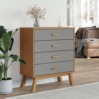 Drawer Cabinet Marixza White And Brown Solid Wood Pine by Corrigan Studio