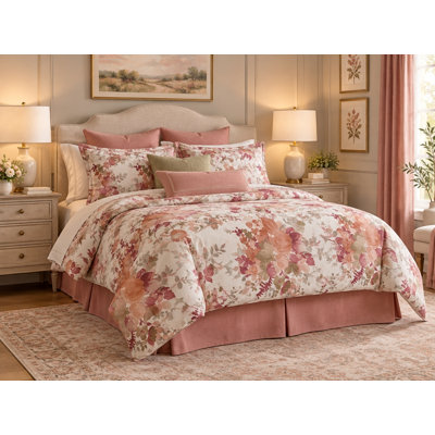 Marsala floral blush comforter set
