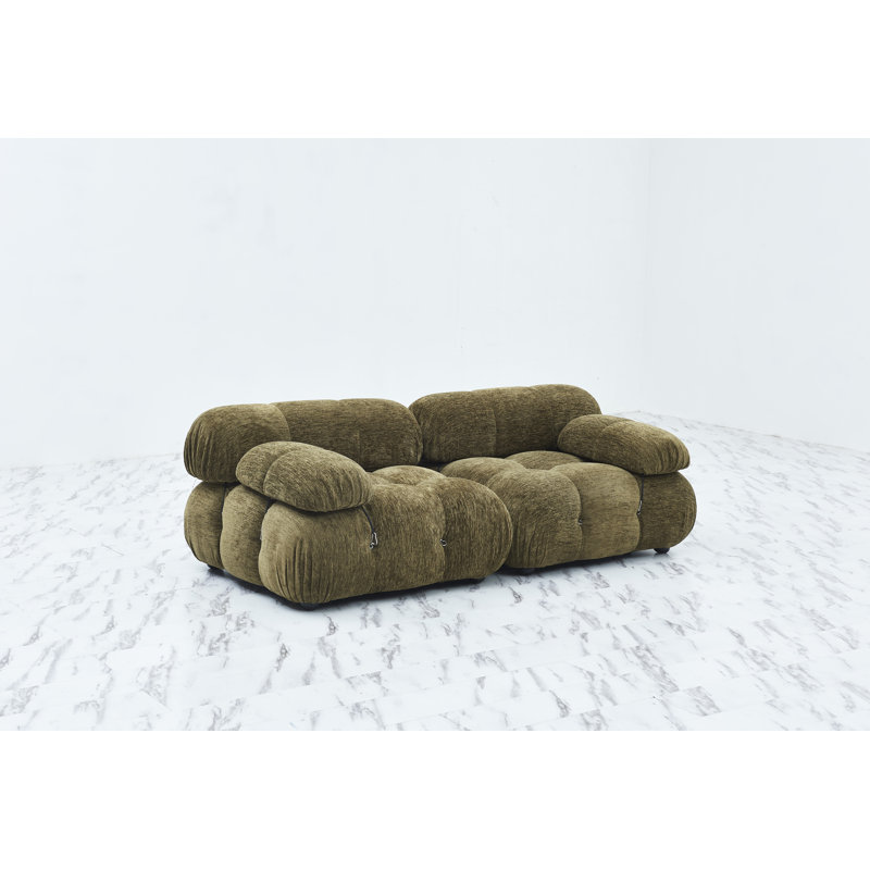 Leeven Upholstered 76'' Loveseat, Golden Brown Chenille, 2