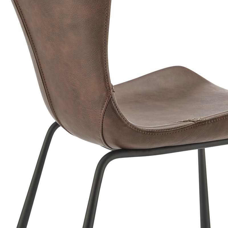 Mald 18.31'' H Faux Leather Upholstered Side Chair, Dark Brown
