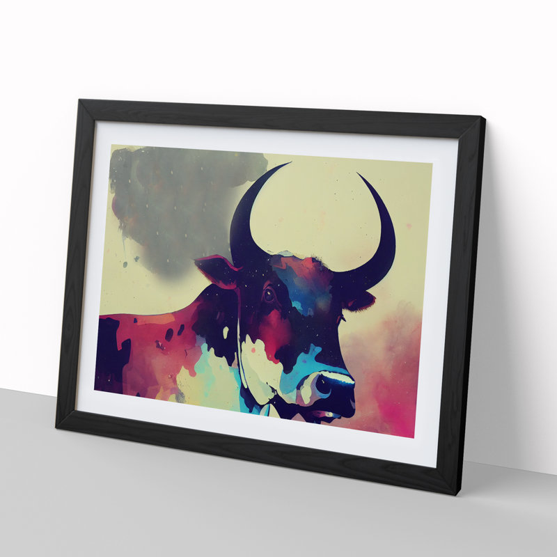 Cow Art Painting Vol.3 - Single Picture Frame Painting, Black, 46cm H x 64cm W x 2cm D