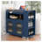 Navy Blue Rolling Kitchen Island with Extended Dining Table, Mobile Kitchen Cart with Power Outlets, LED Lights & Fluted Glass Doors-1834650153