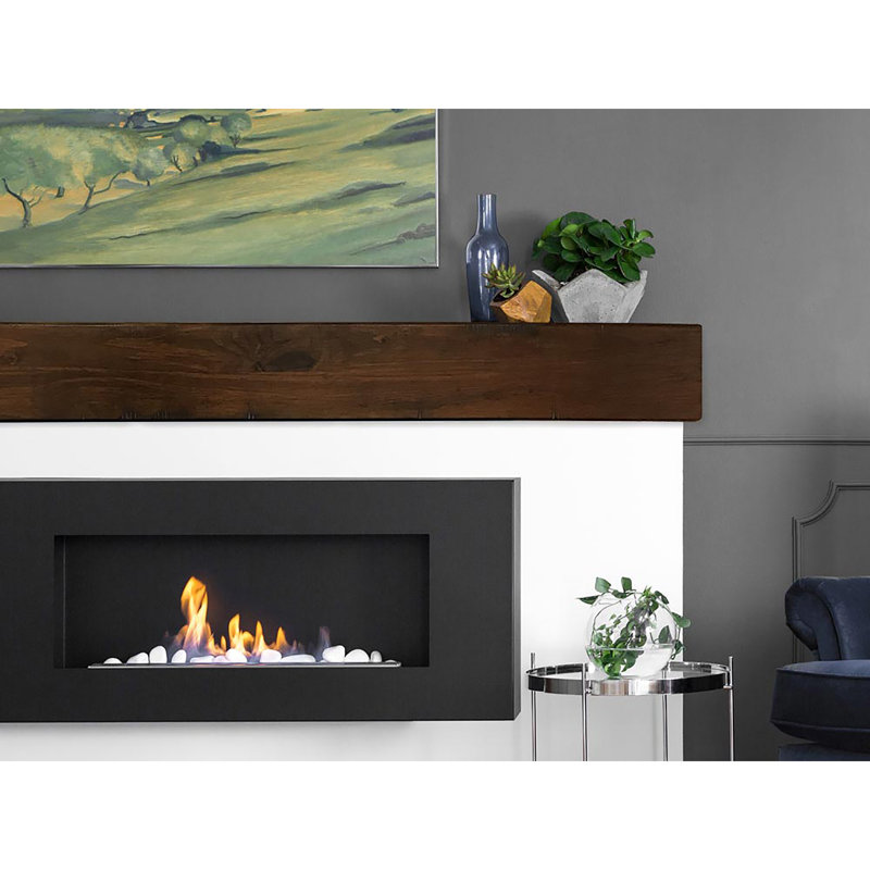 Dakota 48" Cinnamon Stain Floating Pine Wood Fireplace Mantel Shelf with Hand-Distressing - Mounting Hardware Included, 48"