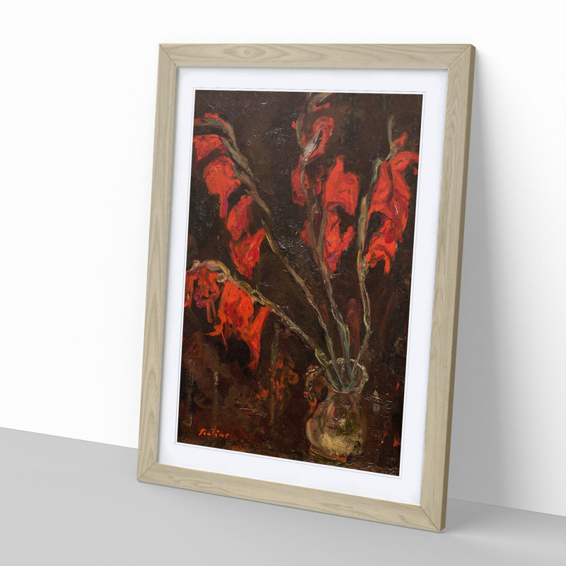 Red Flowers by Chaim Soutine - Framed Print, 36cm H x 27cm W x 2cm D, Oak Framed