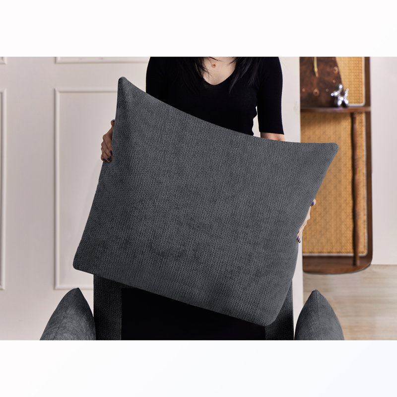 Chaise d'appoint rembourrée avec coussin, Gray Chenille