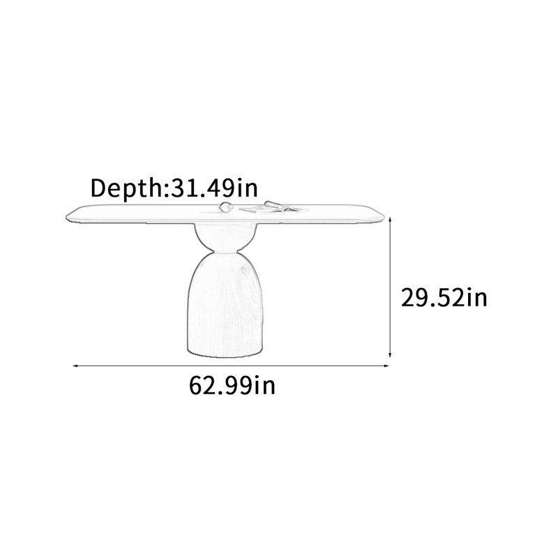 Table de salle à manger en ardoise de style crème, H 29,52 po x L 62,99 po x l 31,49 po