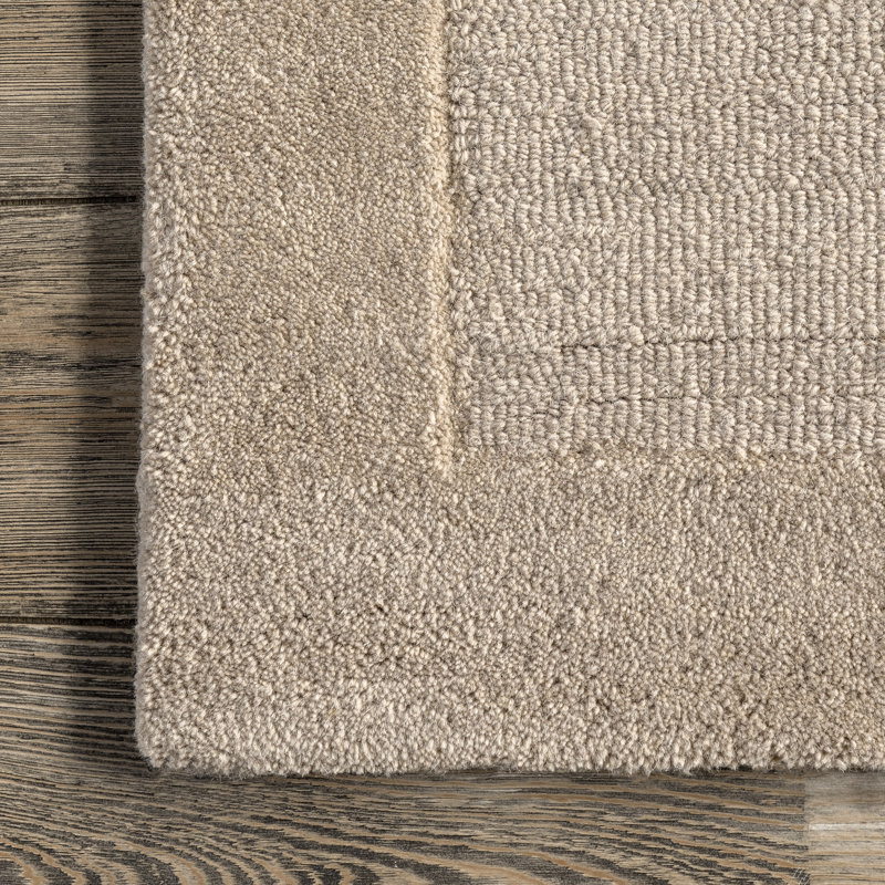 Veronika Solid Wool Area Rug for Living Room Bedroom Dining Room Kitchen, Beige/Ivory, Rectangle 7'6" x 9'6"