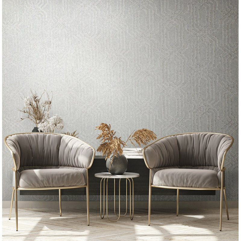 Hotel Trellis Glitter Design Wallpaper Roll, White