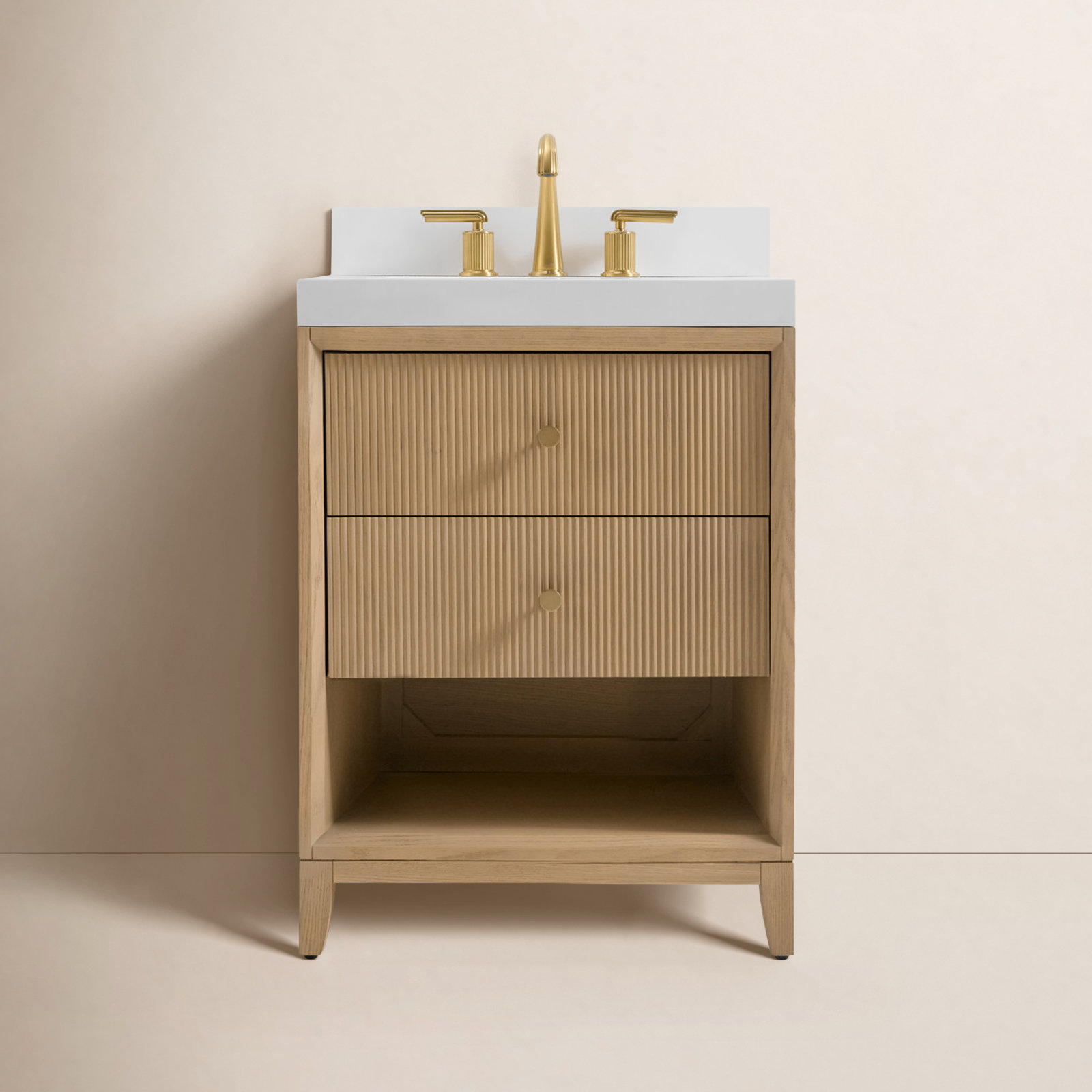 Momo Oak Single Bathroom Vanity, Oak, 24"
