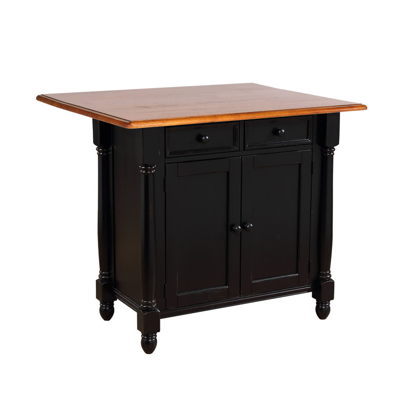 Azizi Wood Kitchen Cart, Antique Black/Cherry