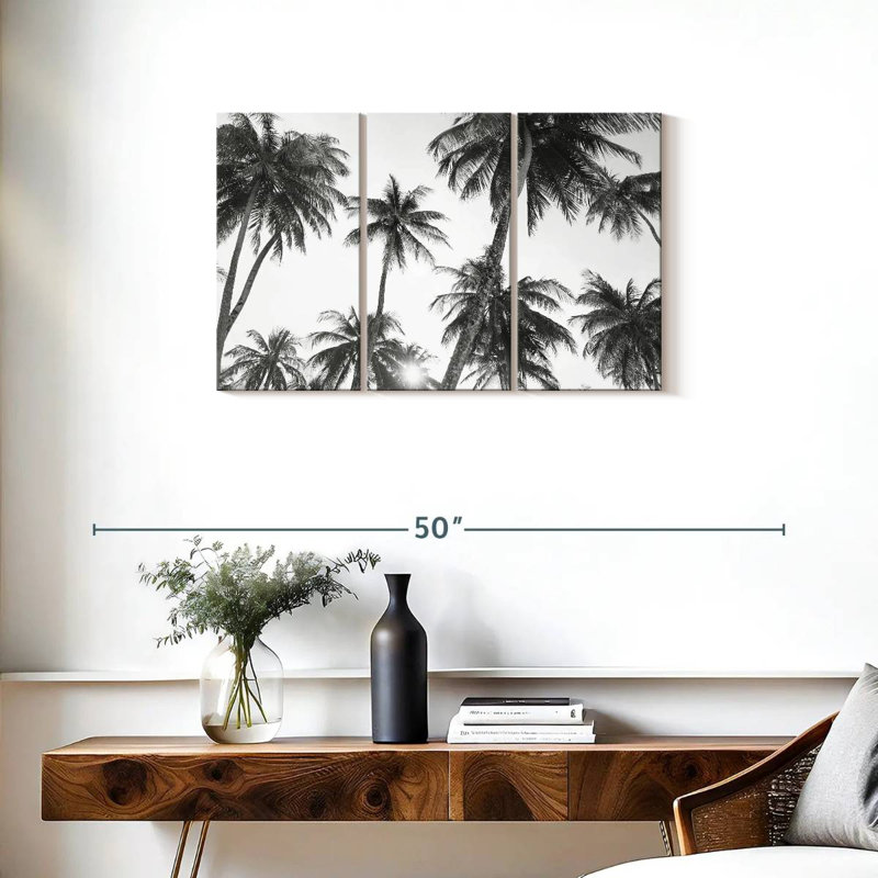 Harnek tropical en noir et blanc, H 20 po x l 33 po